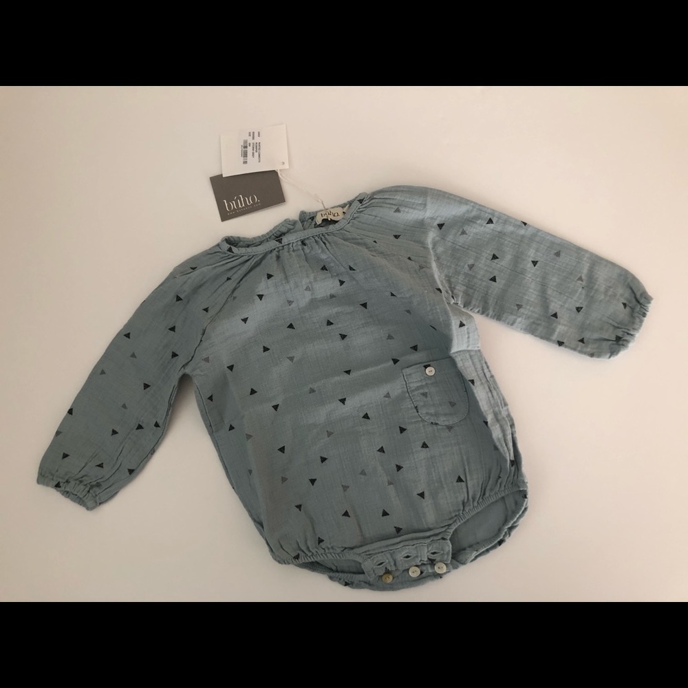 Buho Muslim blue romper.  6 months.  NWT